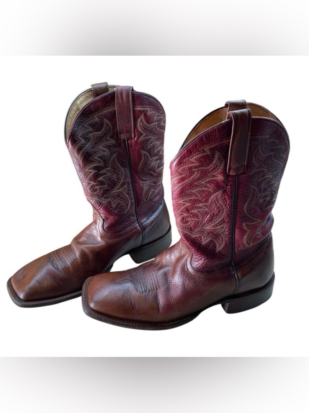 Moonshine Spirit Men Cowboy Boots Size 11D Brown Red Leather Square Toe 
Western